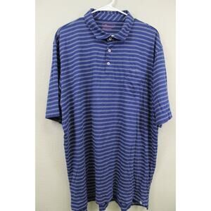 Peter Millar, Blue striped, Quarter button Polo, Size - Men's XXL (US SELLER)